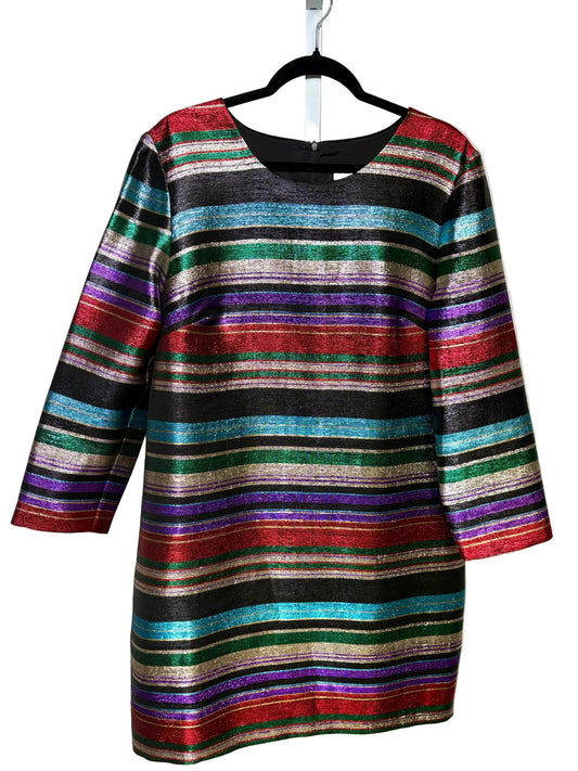 Women Size 14 Trina Turk Multi-Color Striped, Metallic NWT Dress