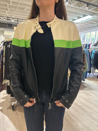 Women Size 42 (M, US) Escada Black, Green, Cream Colorblock Vintage Jacket