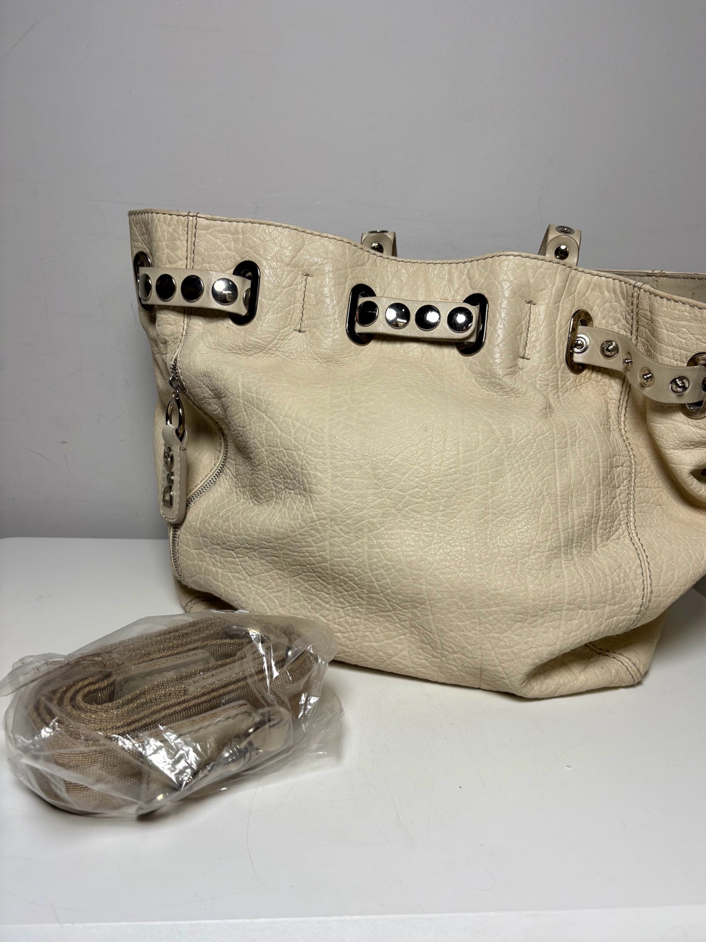 Dolce & Gabbana Rebecca Bag Studded Leather Pre-owned Cream Large Bag