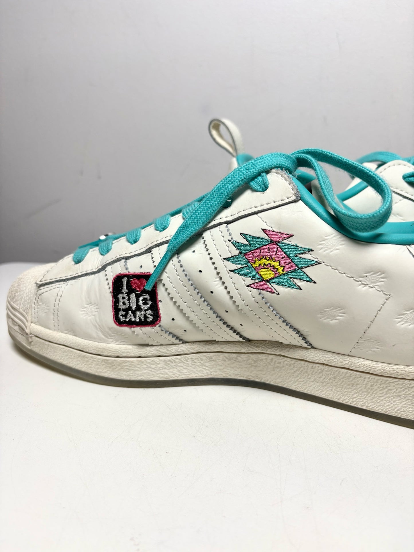 Men Shoe Size 10 Adidas Superstar x Arizona Iced Tea White & Teal Leather Pre-Owned Sneakers