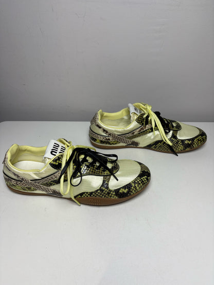Women's Shoe Size 39 Miu Miu Gymnasium Green Technical Fabric Python Print Pre-Owned Sneakers