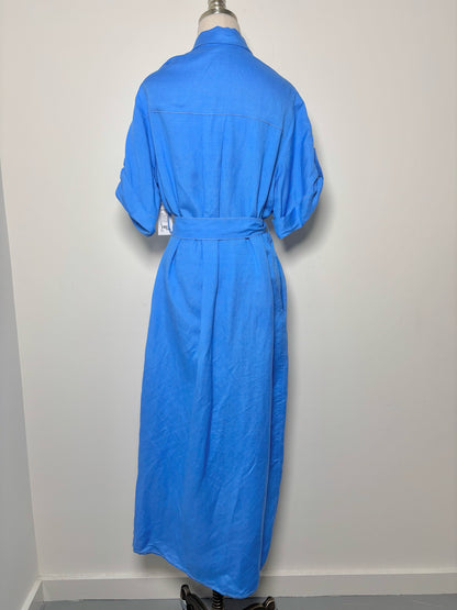 Women Size M Hunter Bell Blue Solid Linen Dress