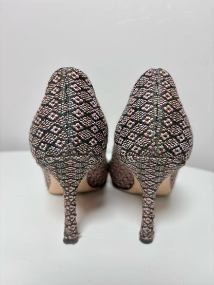 W Shoe Size 36.5 (6.5 US) Jimmy Choo Pink Canvas/Tapestry Pump