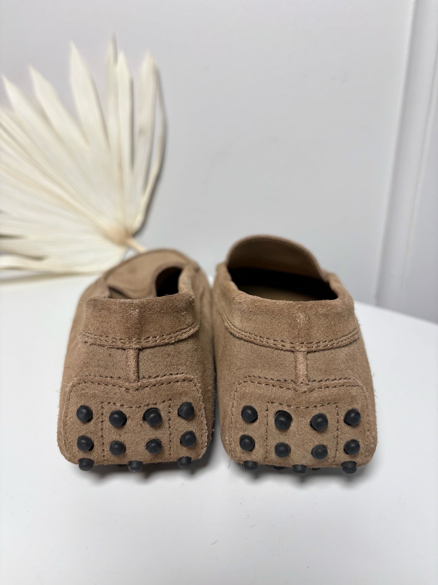 W Shoe Size 38.5 Tod's Camel Suede Pre-owned Loafers