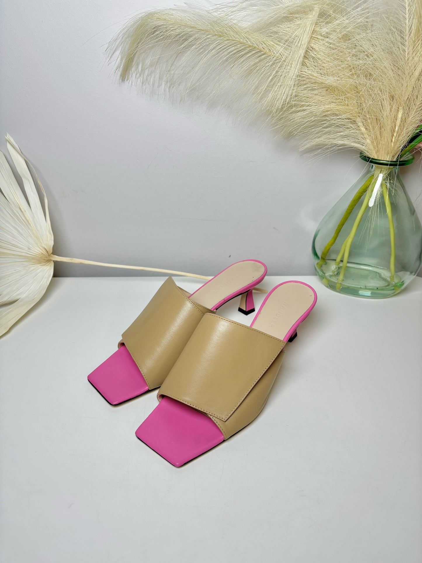 W Shoe Size 37.5 Wandler Tan Leather Cowhide Heels