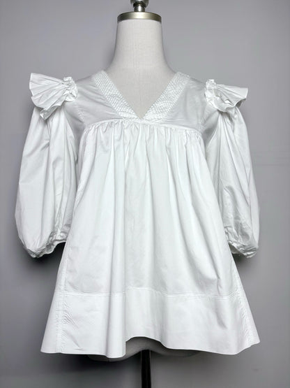 Women Size 36 Long Von Siga White White Stripes 100% Cotton Pre-owned Top