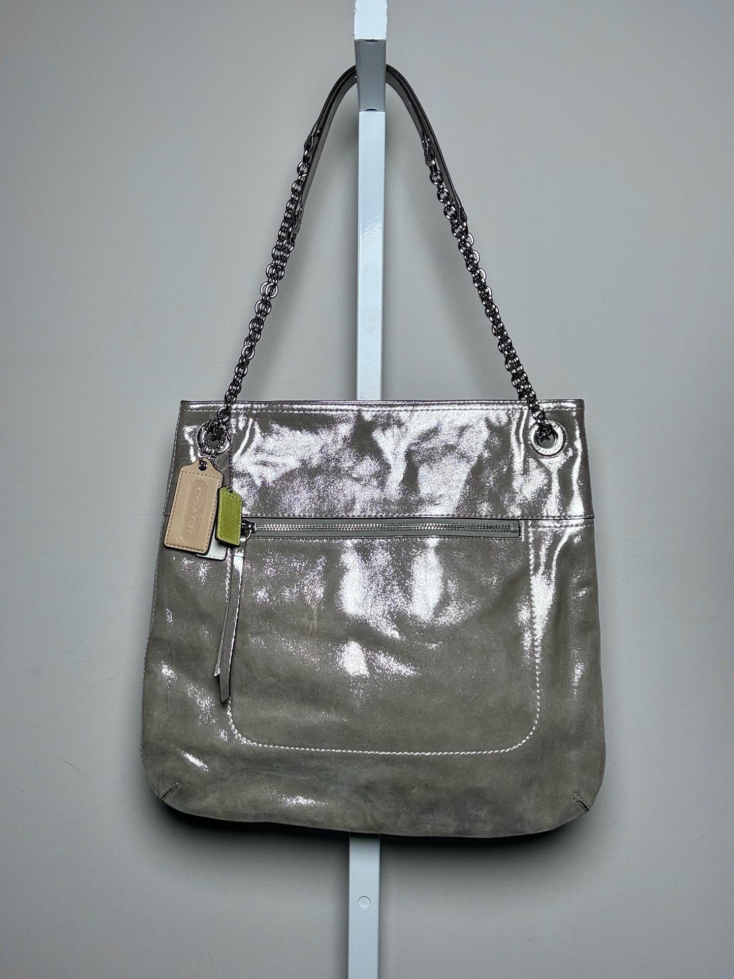 Coach #21199 Metallic Leather Pre-owned Taupe Cowhide Purse