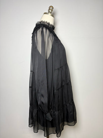 Women Size 8 Alice + Olivia Black Solid Nylon Pre-owned Dress