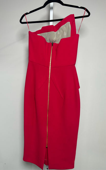 Women Size 4 Roland Mouret Magenta Wool Strapless Dress