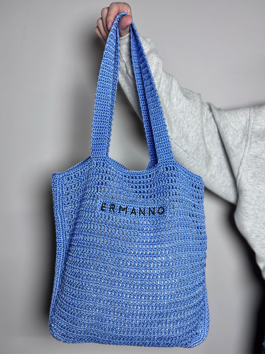 Ermanno Scervino Sky Blue Knit Tote Pre-owned