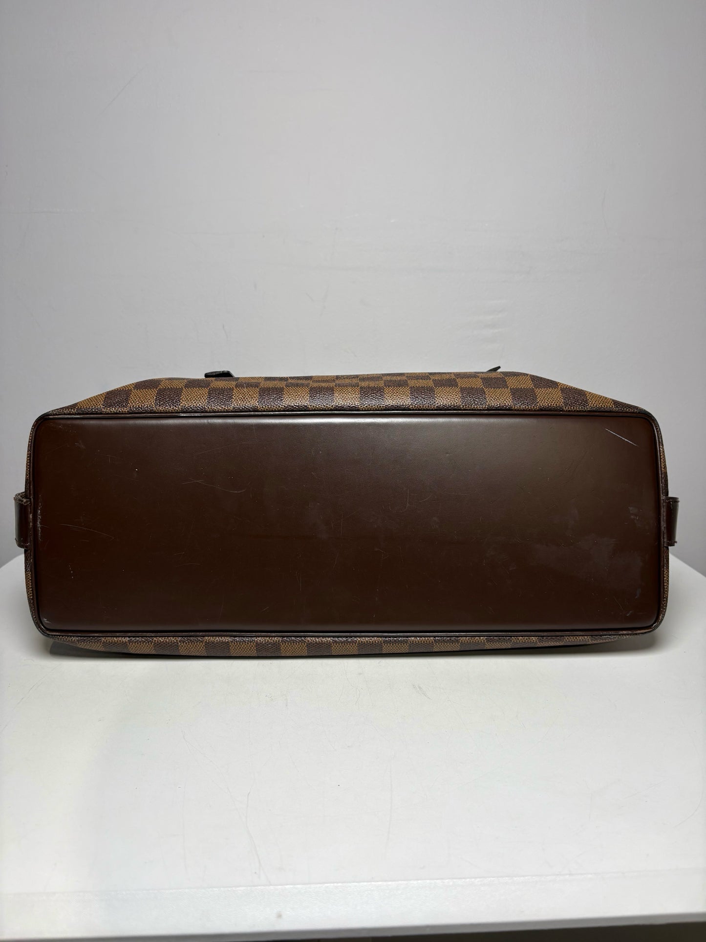 Women's Louis Vuitton Chelsea Damier Ebene Brown Coated Canvas Pre-Owned Large Tote Purse