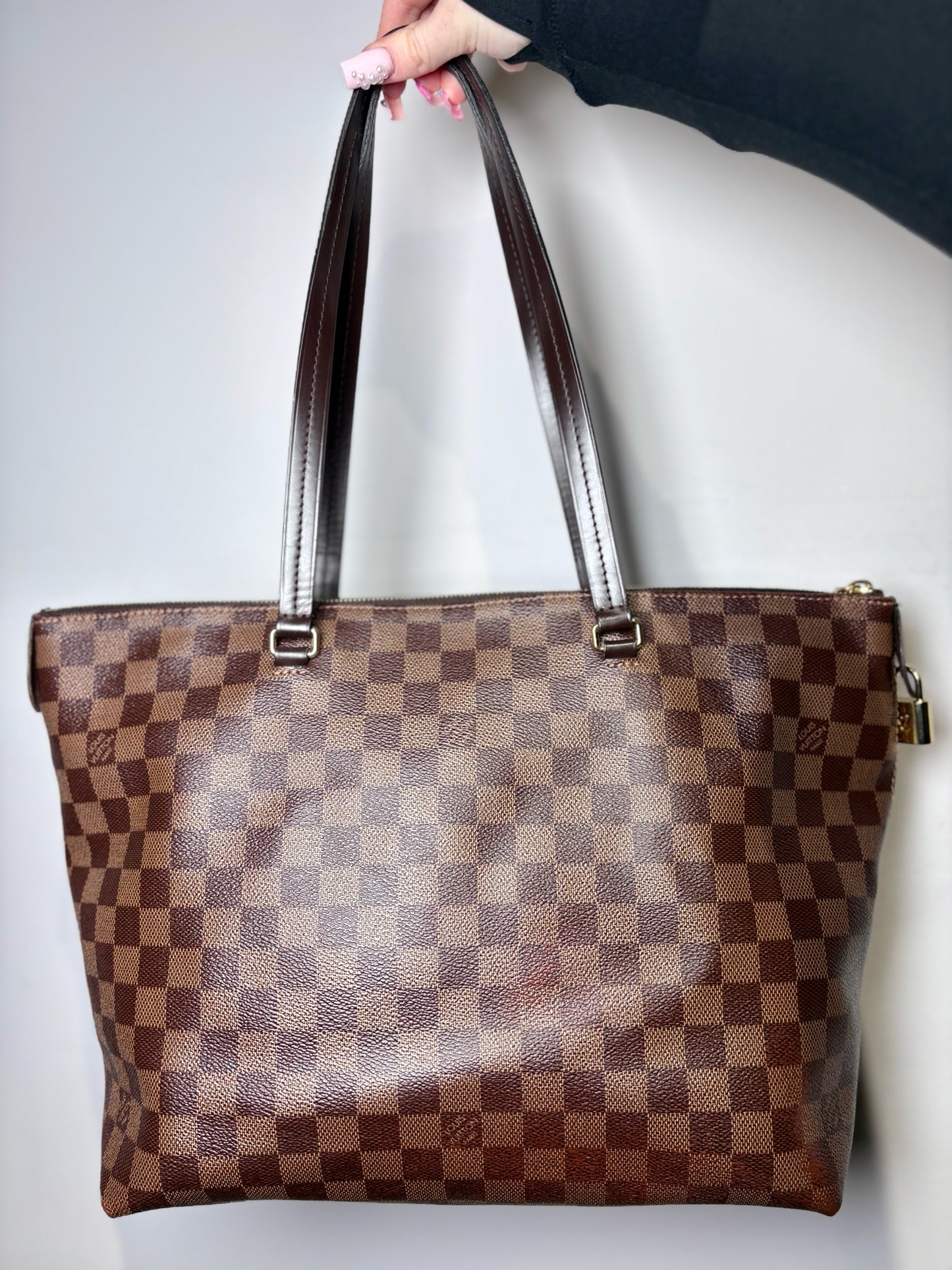 Coated Canvas Louis Vuitton Damier Ebene Pre-owned Brown Medium Purse