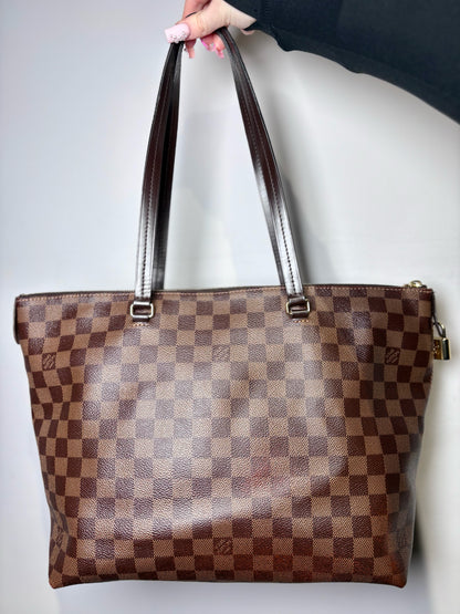 Coated Canvas Louis Vuitton Damier Ebene Pre-owned Brown Medium Purse