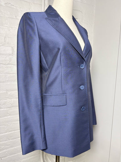 Women Size 2M Lafayette 148 Blue Wool Blend Blazer