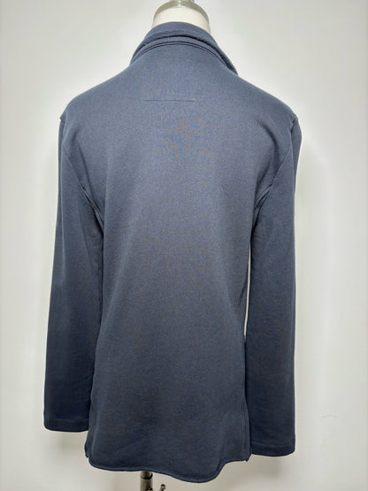 Women Size XS Frank & Eileen Black Cotton Swings Open Raw Trim Jacket