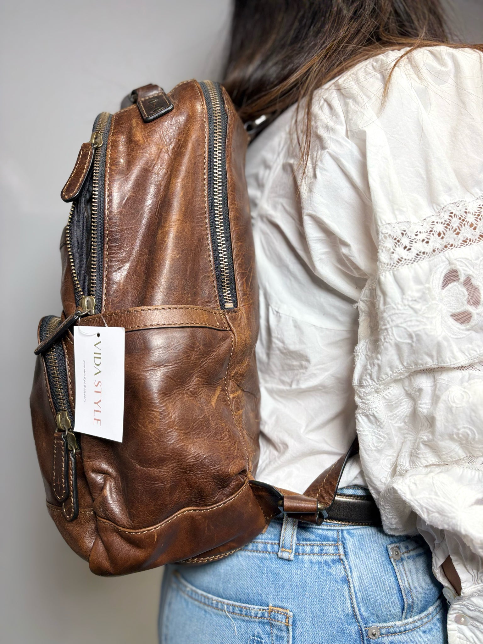 backpack leather jacket FRYE Logan Backpack in Dark Brown