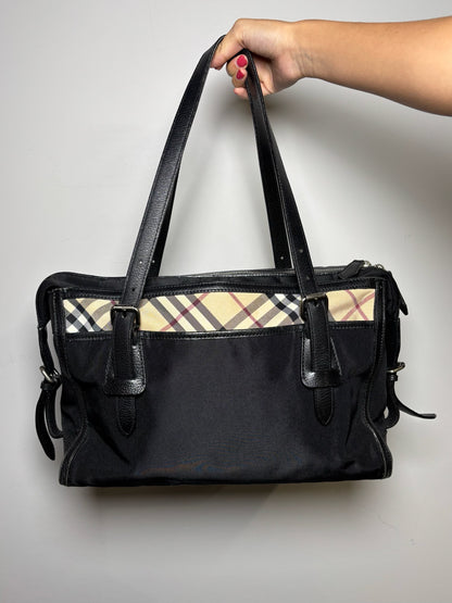 Burberry Nova Check Vintage Nylon Blend Black Purse
