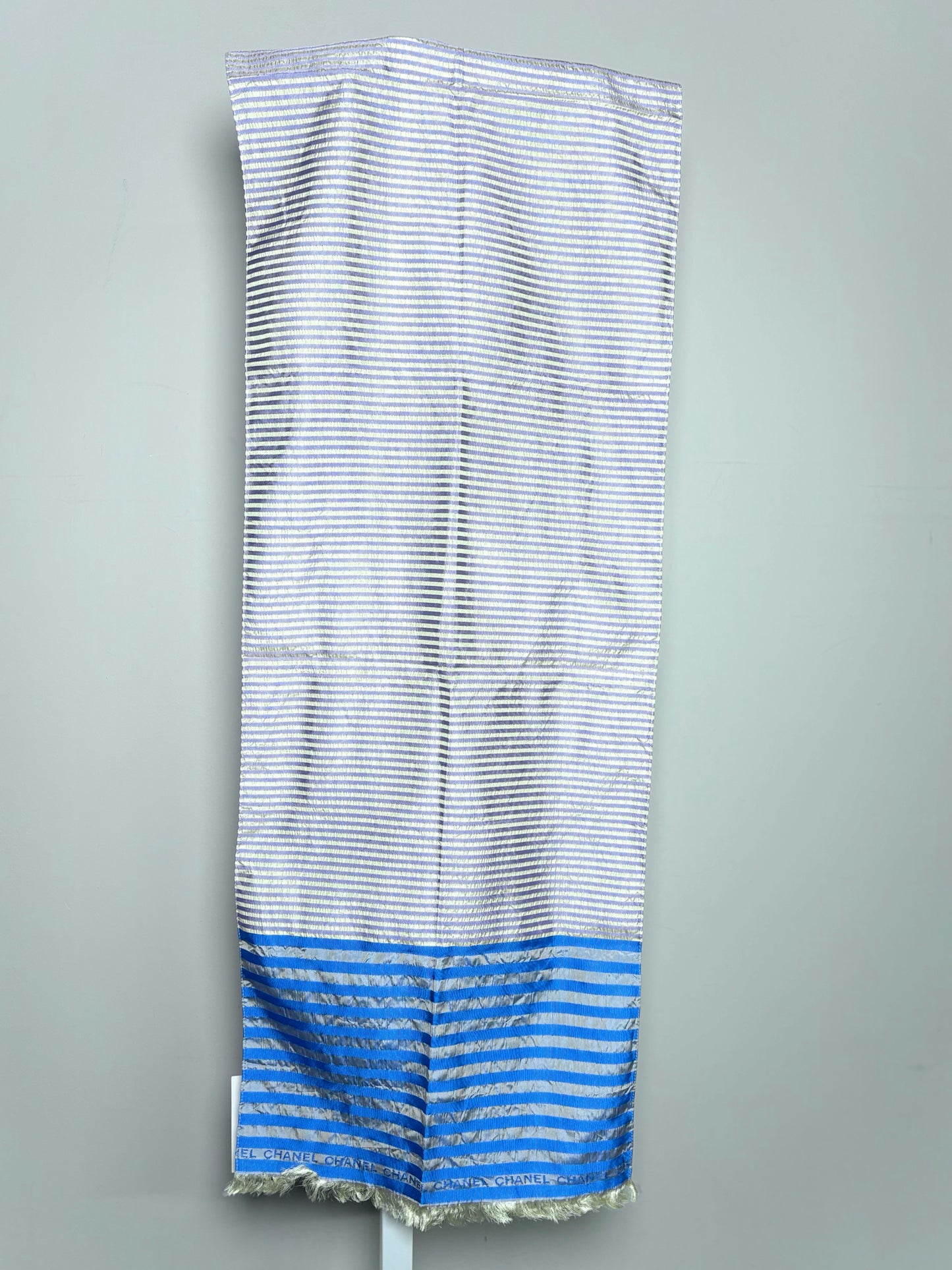 Chanel Striped 100% Silk Scarf Stole