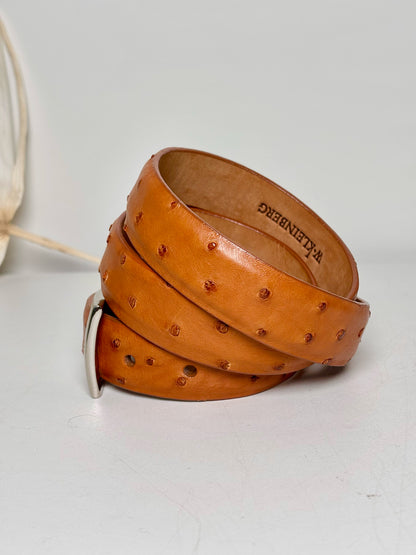 Mens Size 36 W. Kleinberg Cognac Ostrich Leather Men's Belt