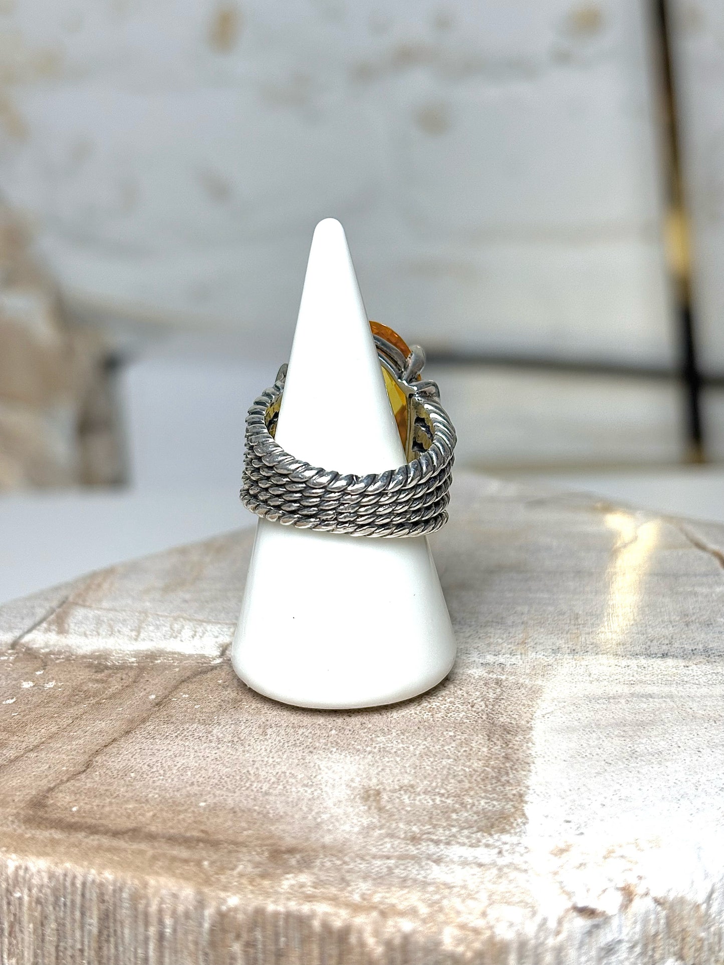 David Yurman Citrine Yellow 7 Wheaton Oval Cocktail Ring
