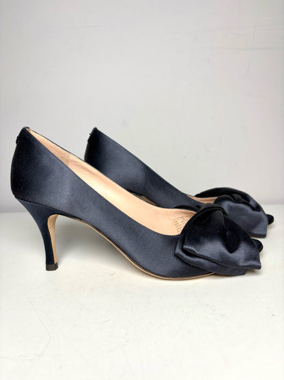 W Shoe Size 9.5 Kate Spade New York Crawford Navy Satin Pre-owned, NWT Pump