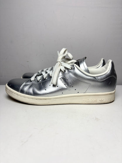 Women's Shoe Size 9 Adidas Stan Smith Metallic Silver Leather Pre-Owned Sneakers