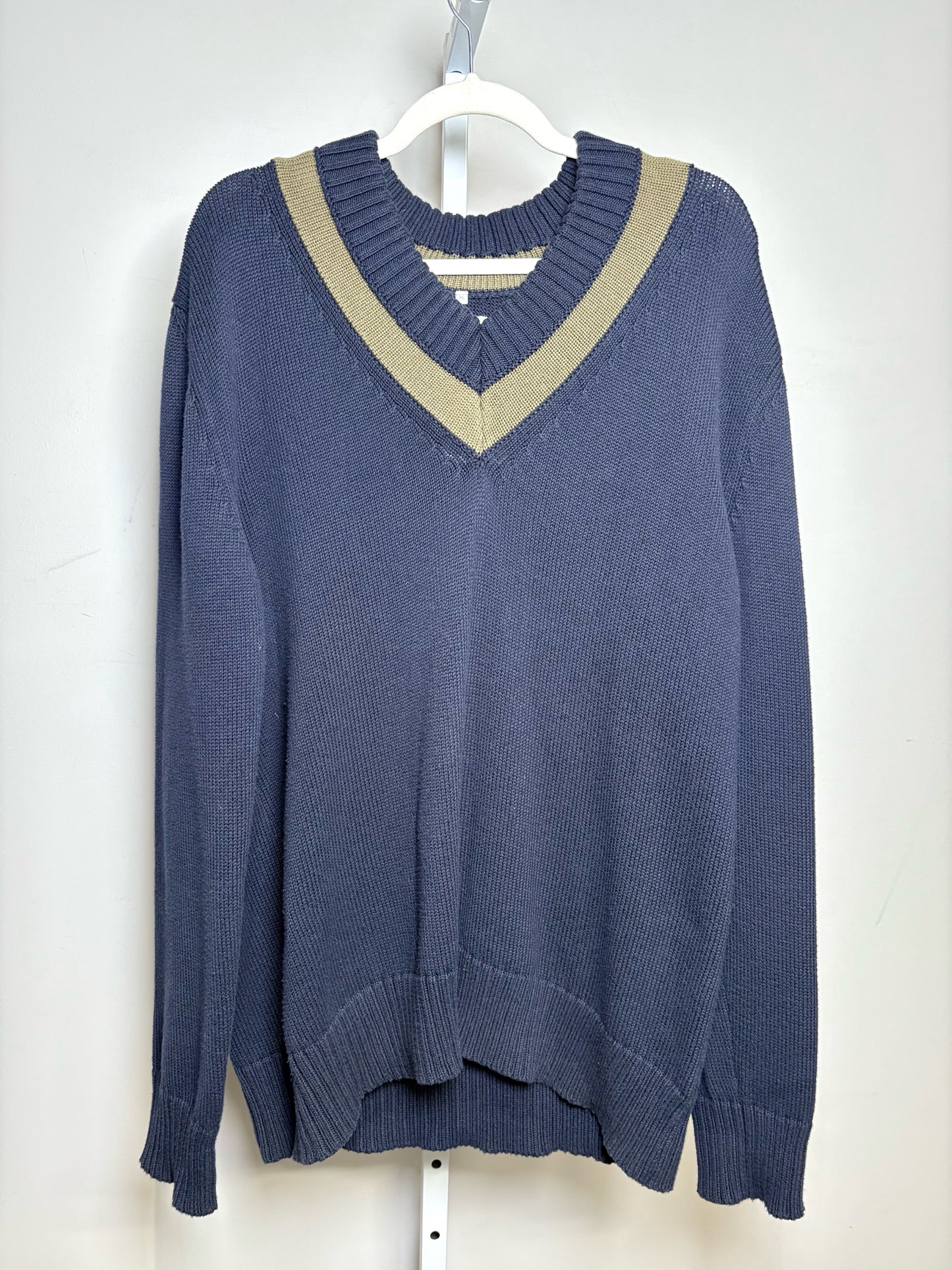 Au Printemps Paris Navy, Dark Green 100% Cotton Solid Men's Mens Size XL Sweater
