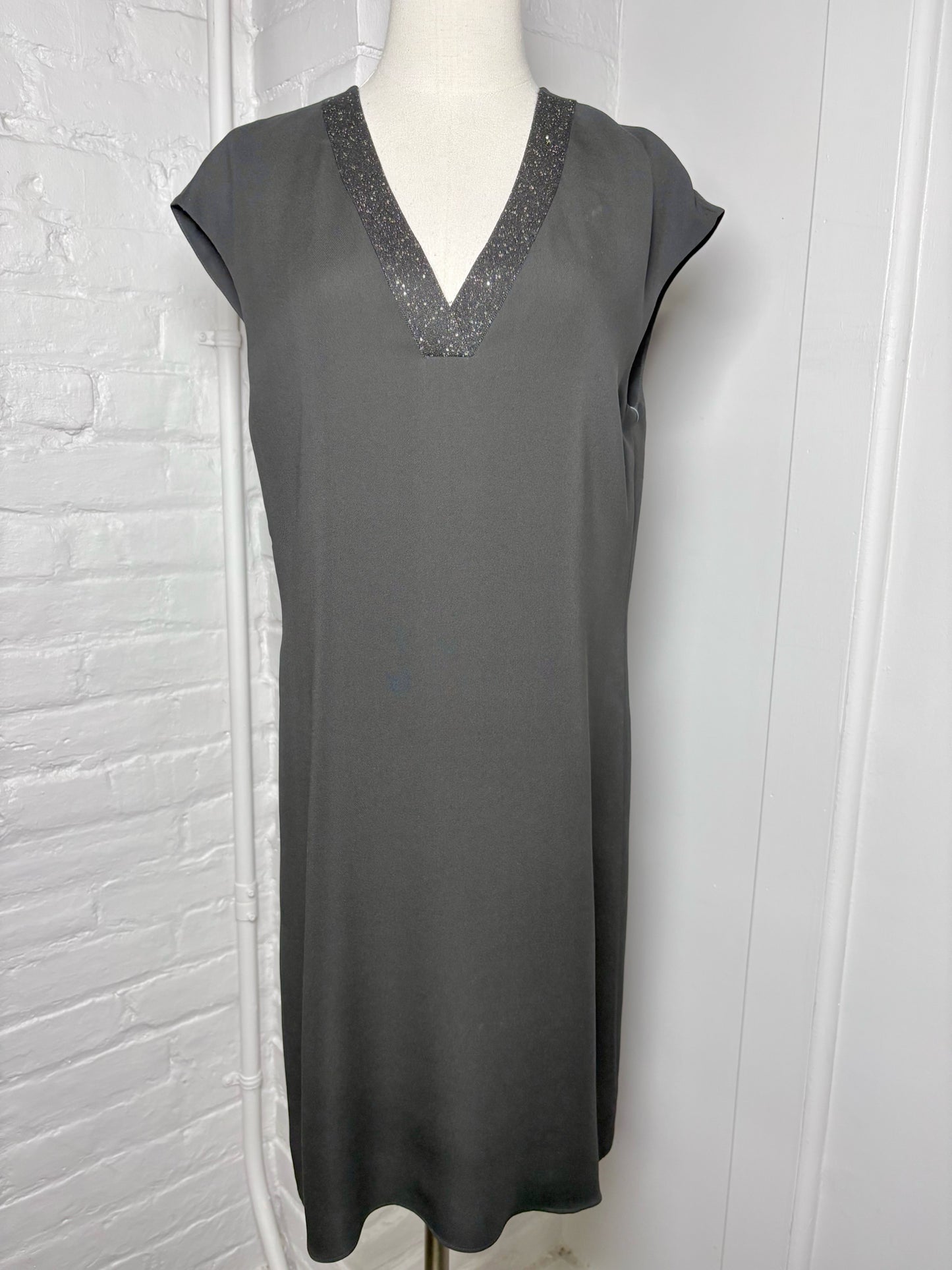 Women Size M Lafayette 148 Black Solid Dress