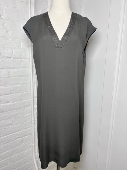 Women Size M Lafayette 148 Black Solid Dress