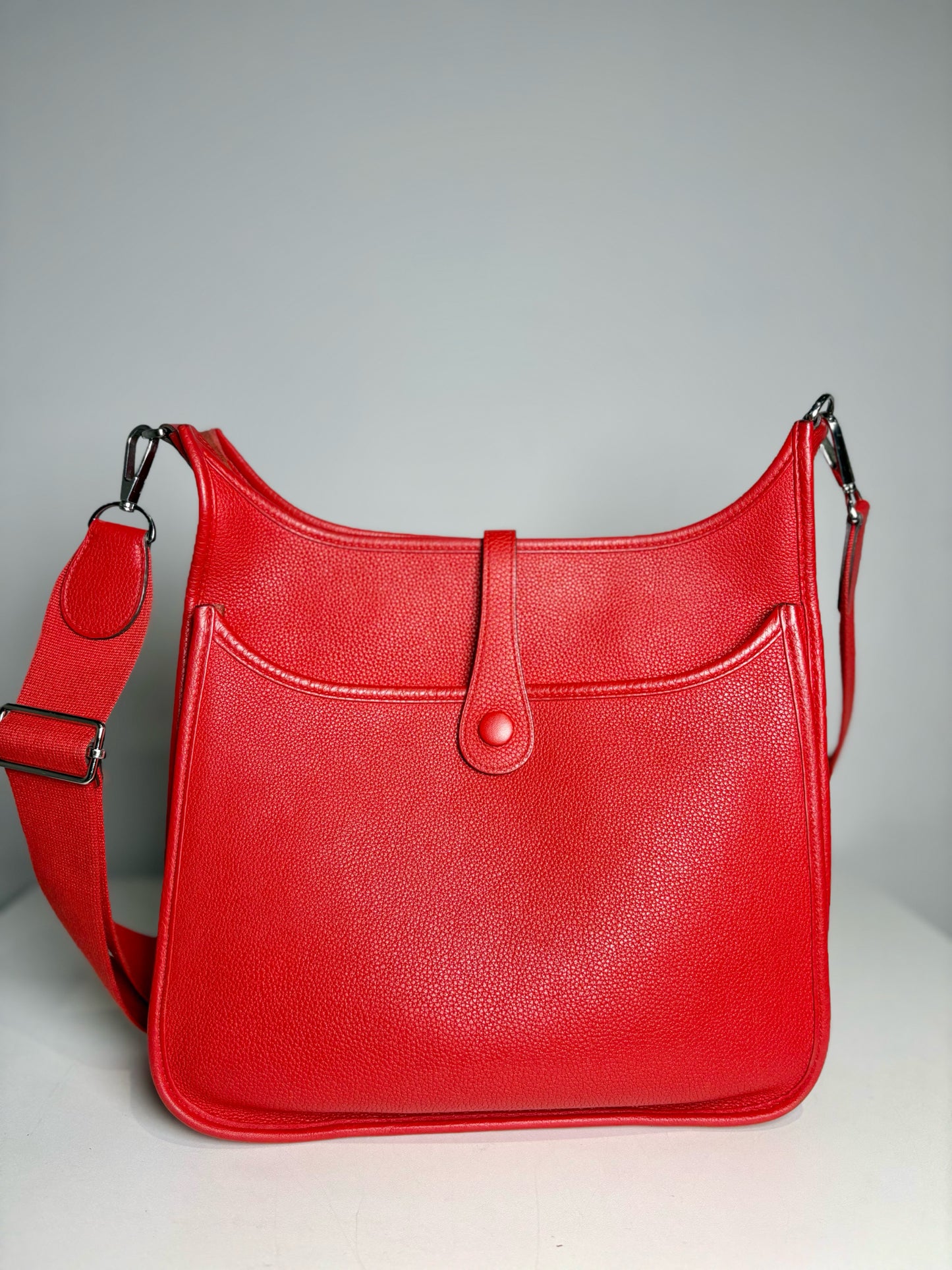 Hermes Evelyne III PM Clemence 2019 Leather Pre-owned Rouge Casaque Purse