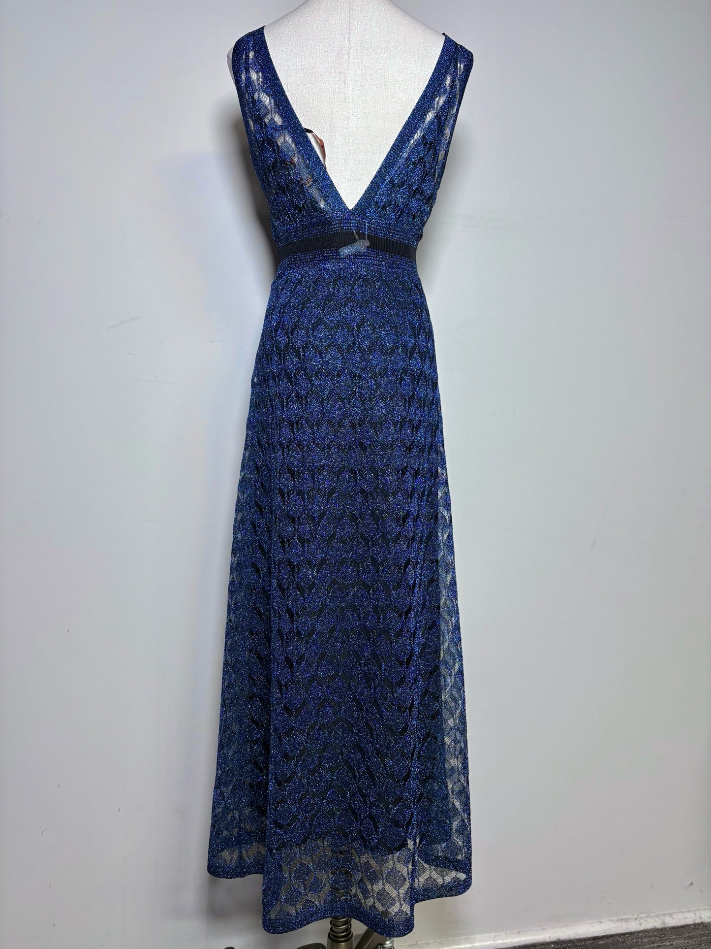 Women Size 40 (4/S US) Missoni Blue Metallic Pre-owned, NWT Midi Dress