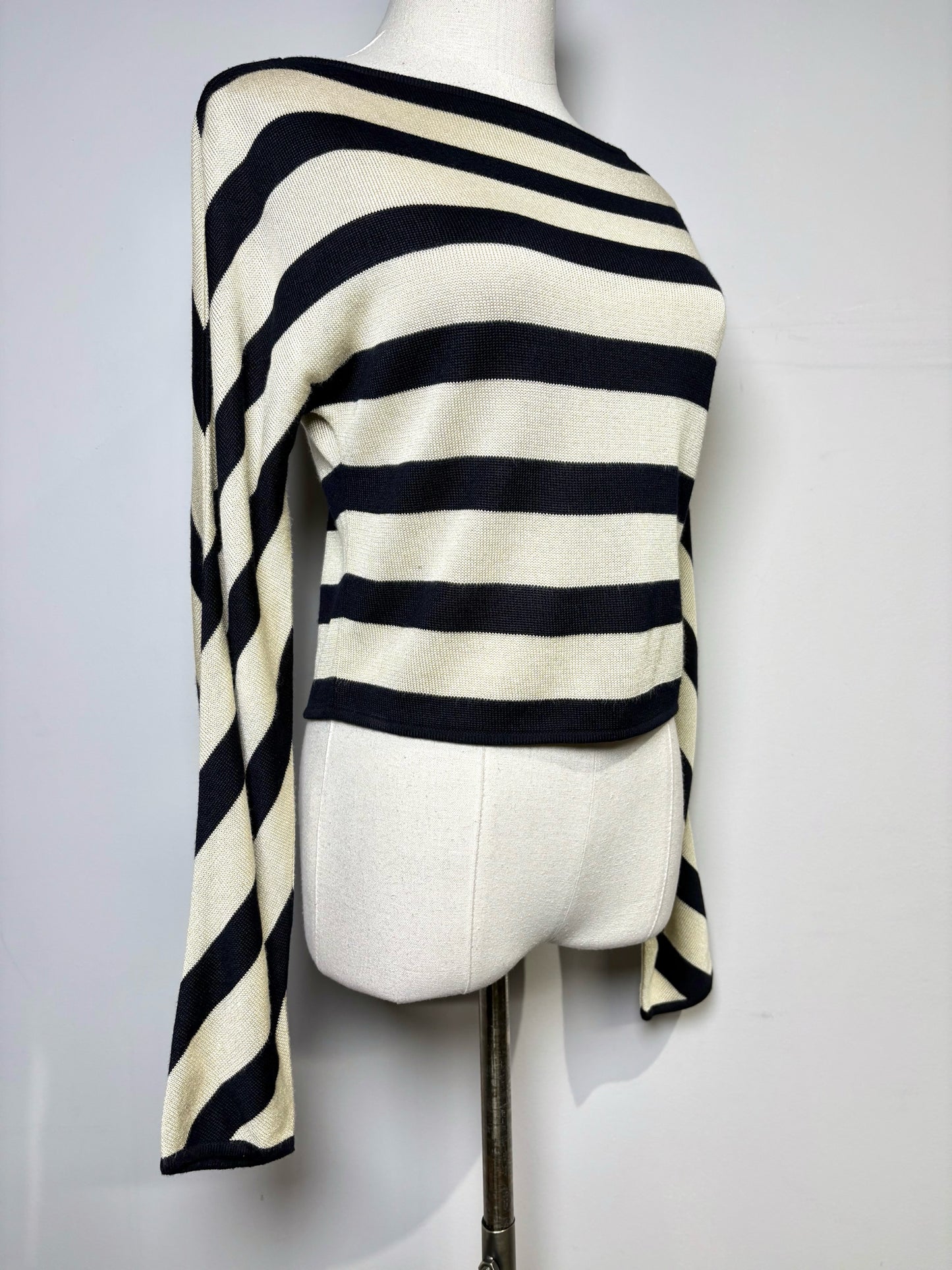Women Size 38 (2 US) Celine Beige, black Stripes Vintage Sweater