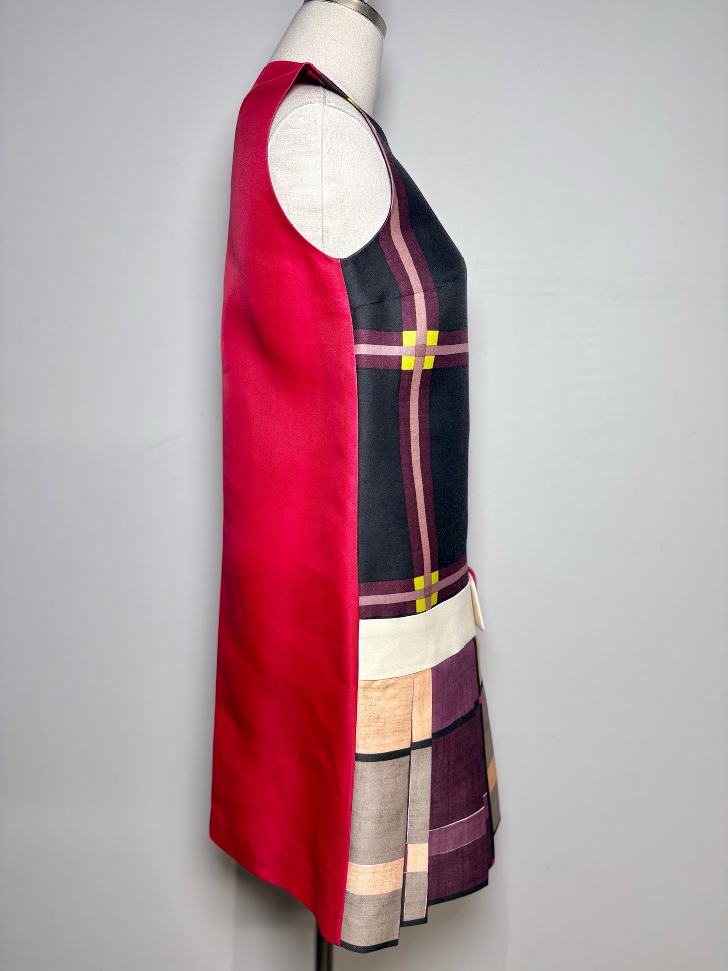 Prada Multi-Color Colorblock Shift Mod-Style Wool/Silk Sz 38 Pre-owned Dress
