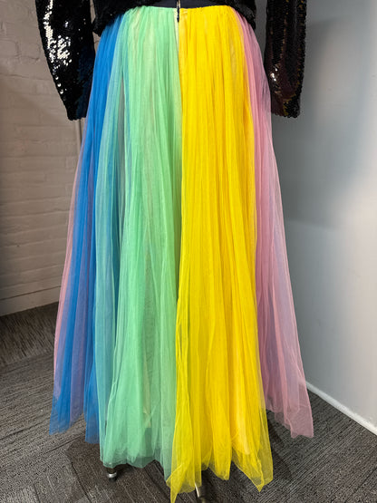 Women Size 2 J. Crew Multicolor Vertical Stripes/Rainbow Tulle NWT Skirt