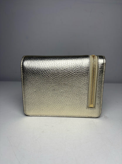 Women's Authentic Tiffany & Co. Metallic Gold Cowhide Leather Pre-Owned Small Crossbody Bag