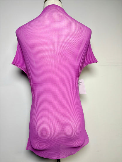 Women Size S (Estimate) Issey Miyake Me Pleats Magenta Stretch Crinkle Top