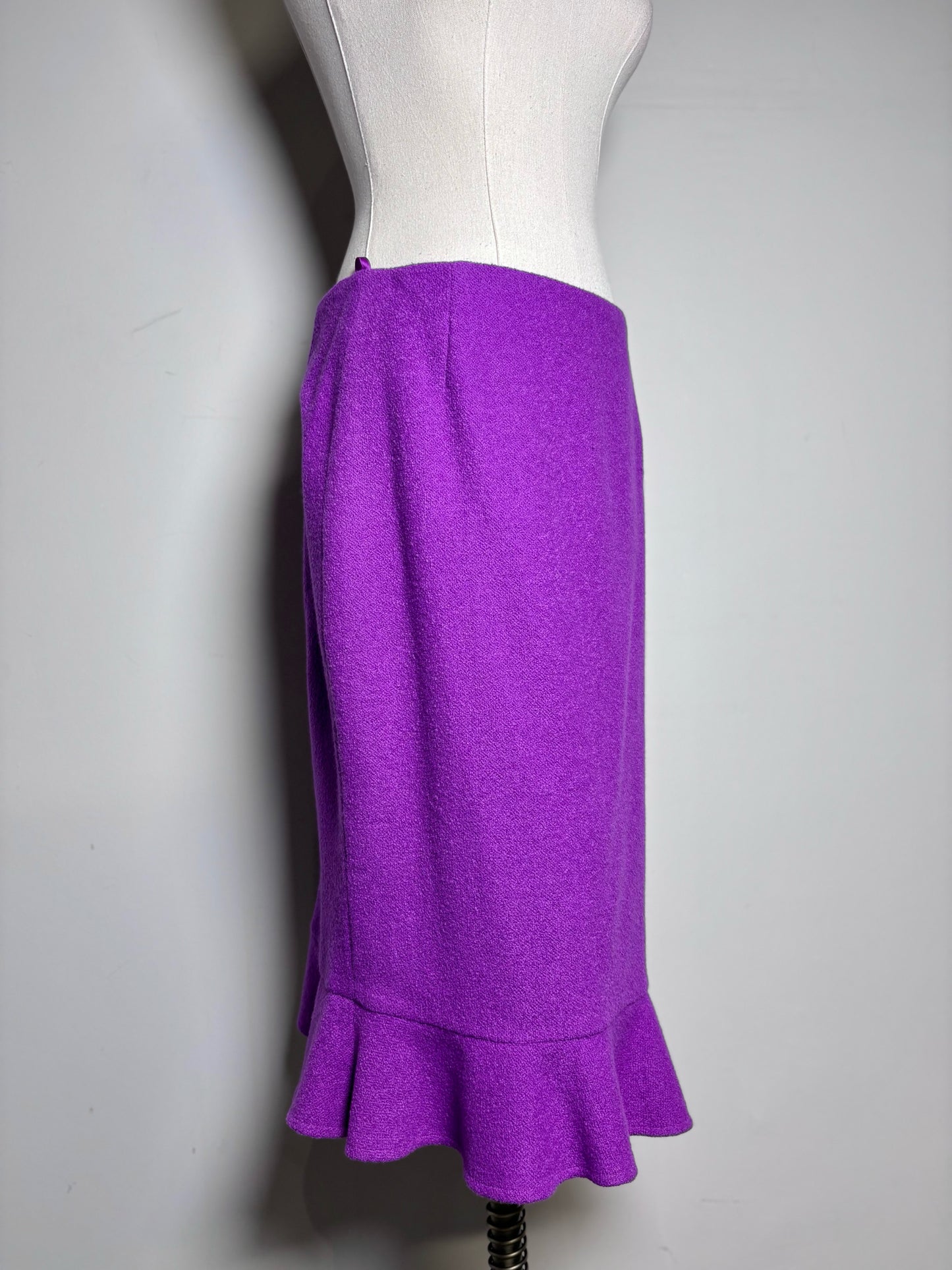 Women Size 40 (10) Escada Purple Rabbit Cashmere Blend Pre-owned Skirt