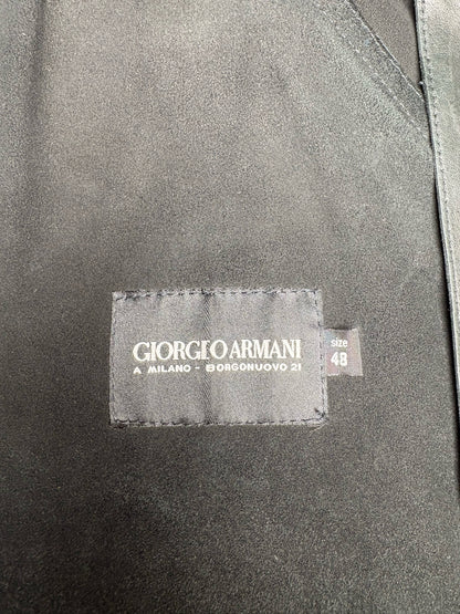 Giorgio Armani Black Genuine Leather Men's 48 (M) Pre-owned Jacket