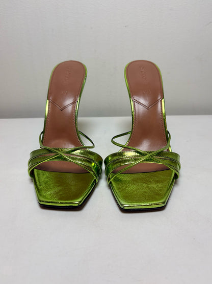 W Shoe Size 38 (7.5 - 8) D'Accori Bright Green "Lust Mules" Leather Calf Heels