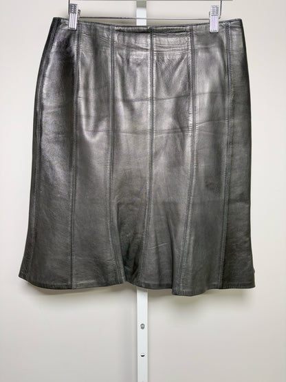 Women Size S Swann Black Solid Vintage Leather Skirt