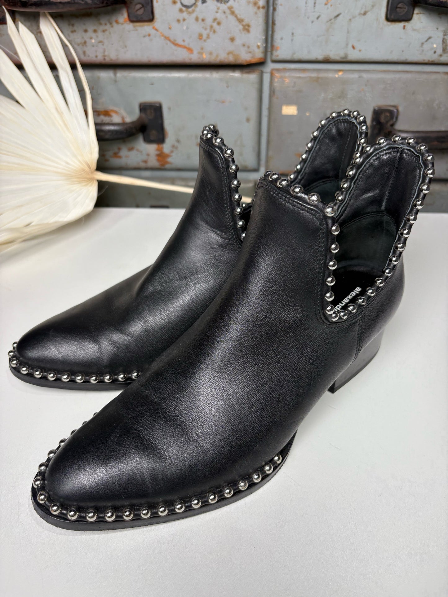 W Shoe Size 37.5 (7 US) Alexander Wang Black Leather Ankle Stud Boots