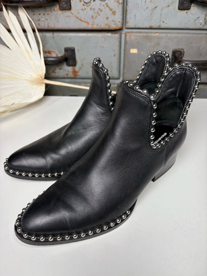 W Shoe Size 37.5 (7 US) Alexander Wang Black Leather Ankle Stud Boots