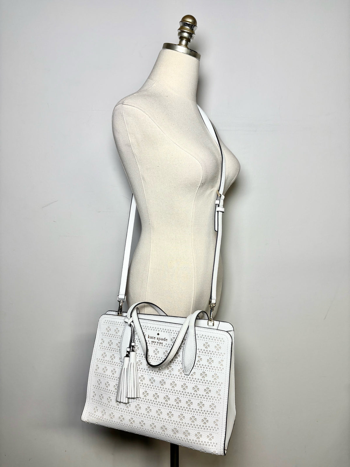 Kate Spade New York Rowe Perforated Leather Pre-owned White Tote