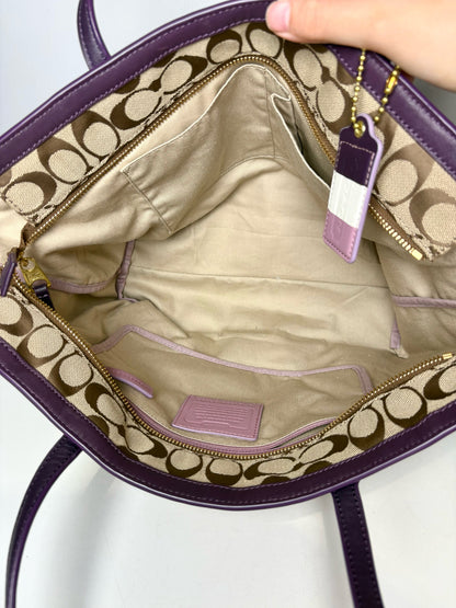 Coach Leather Trim Pre-owned Logo Canvas, Leather Tote Bag