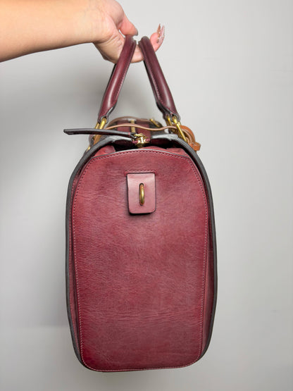 Celine Monogram Vintage Canvas, Leather Burgundy Vintage Tote