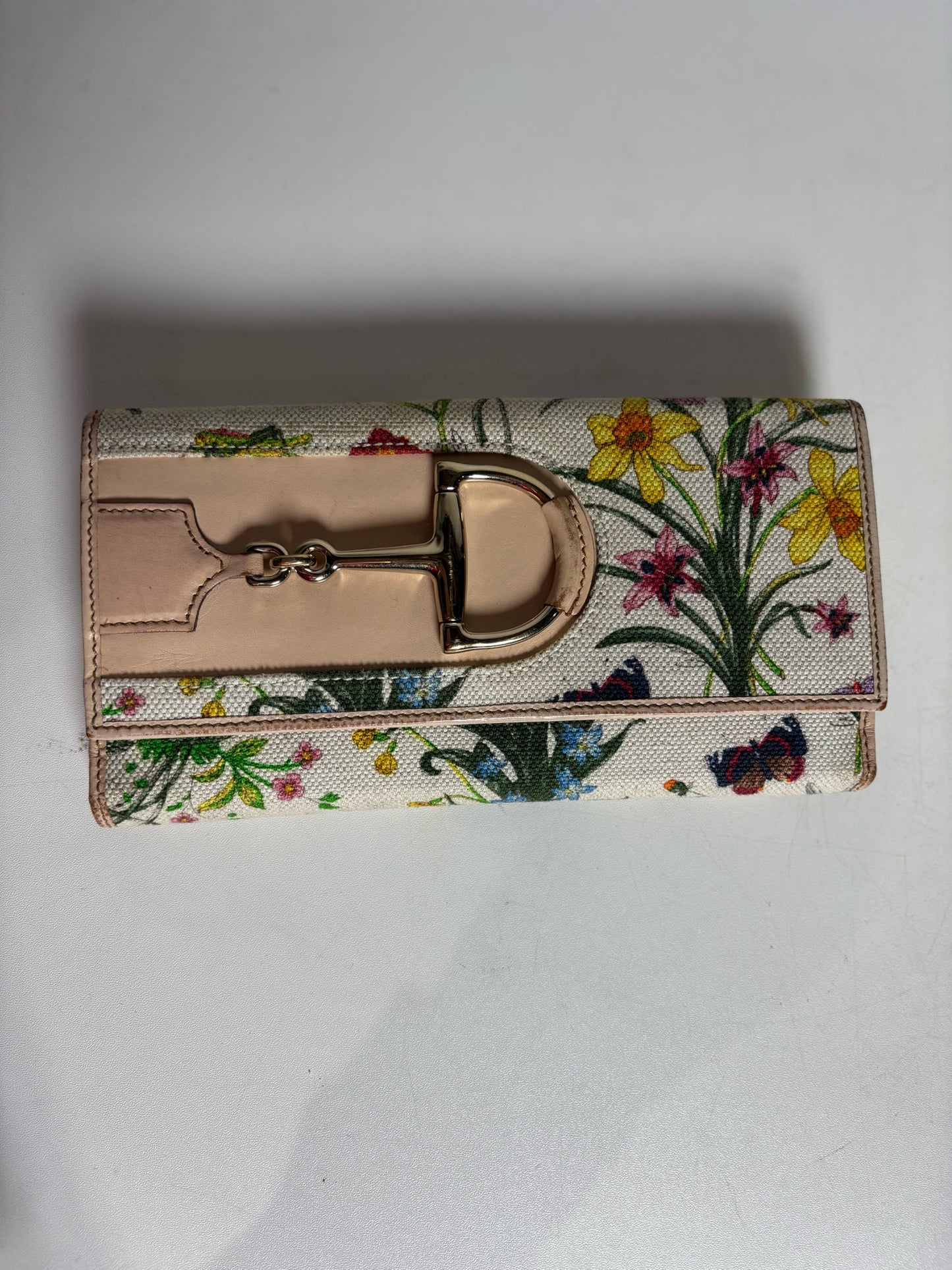 Canvas & Leather Gucci Leather, Canvas Multi-Color Continental Wallet