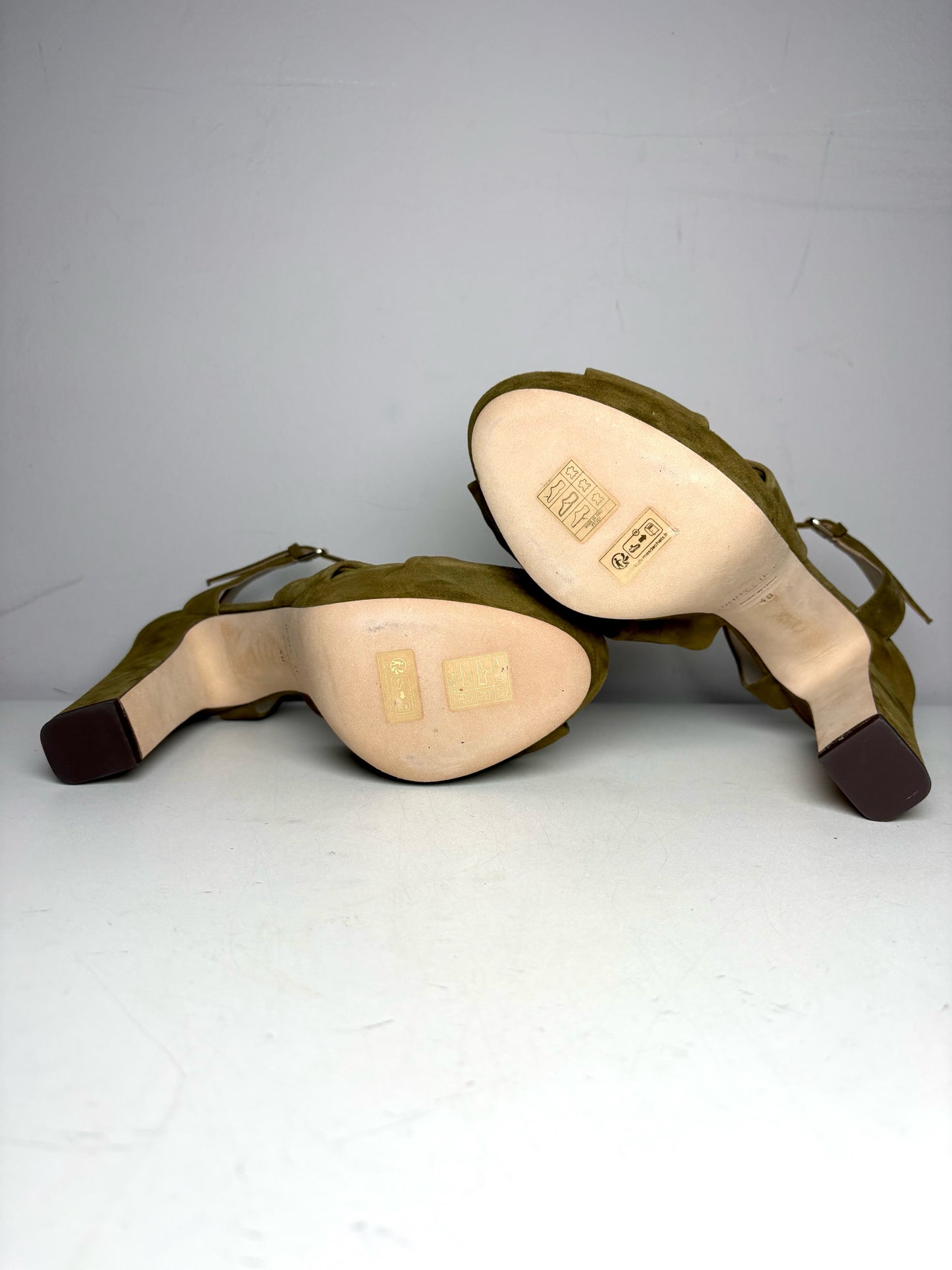W Shoe Size 40 Jimmy Choo Heloise 120 Green Suede Platform Pre-owned NWT Heels