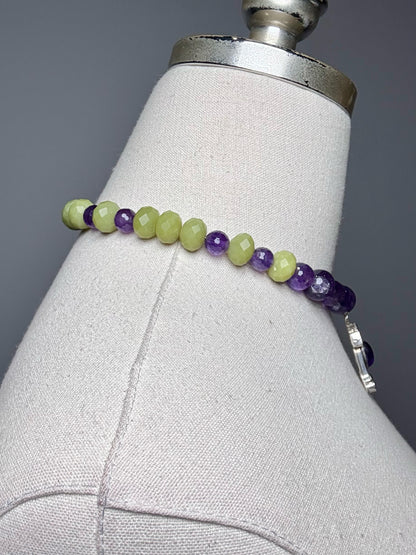 Peridot, Amethyst, Resin Beads Sterling Silver Pre-owned Necklace
