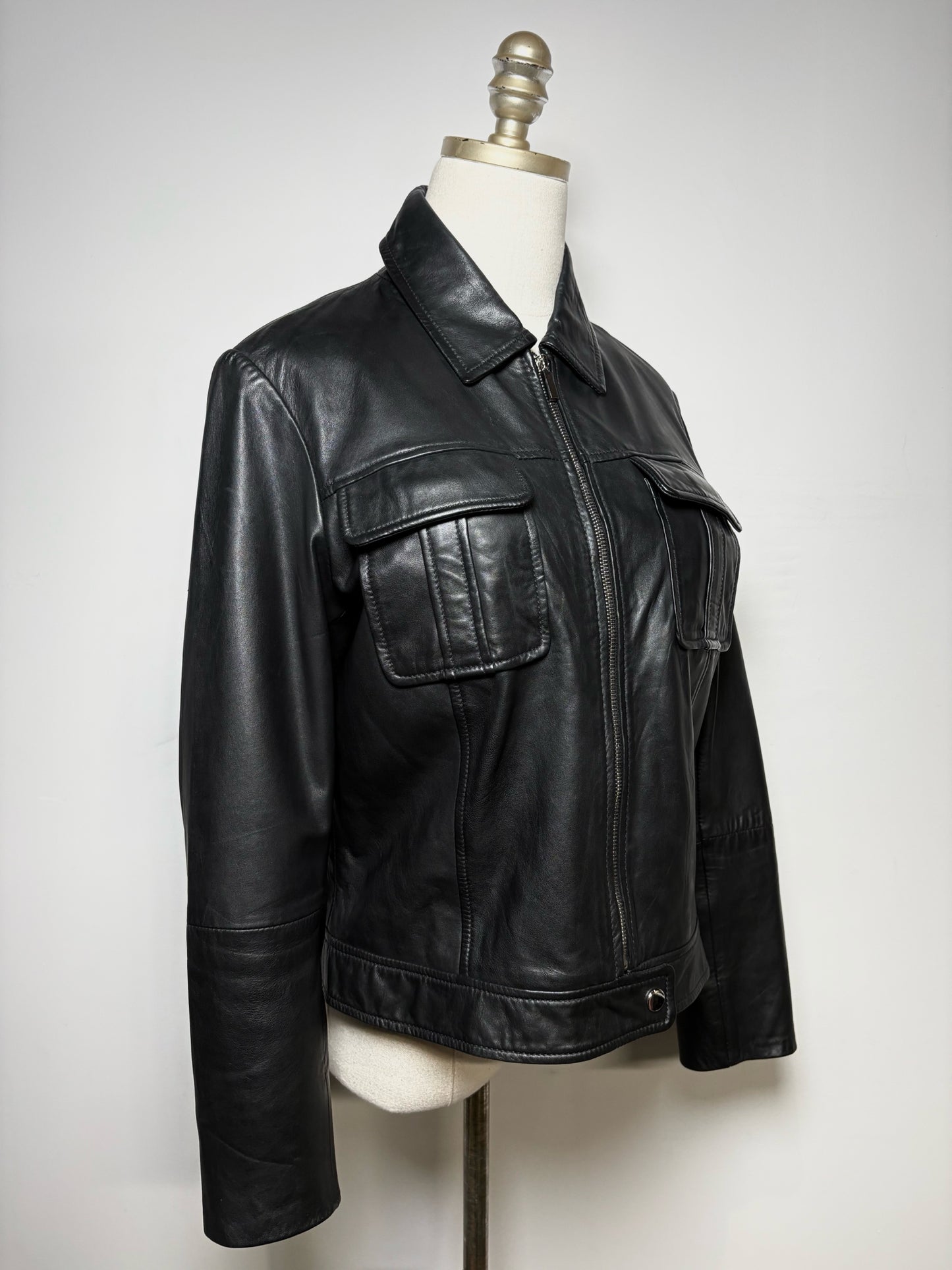 Women Size L Bod & Christensen Black Pure Leather Pre-Owned Jacket