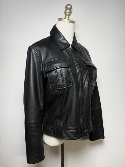 Women Size L Bod & Christensen Black Pure Leather Pre-Owned Jacket